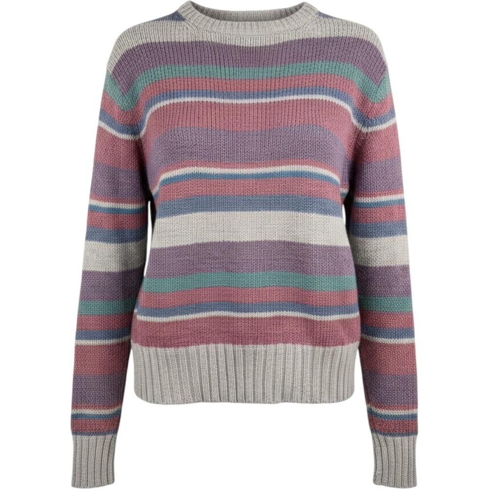 Vintage Boston Traders 100% Wool Pastel Stripe Sweater Women's Size L